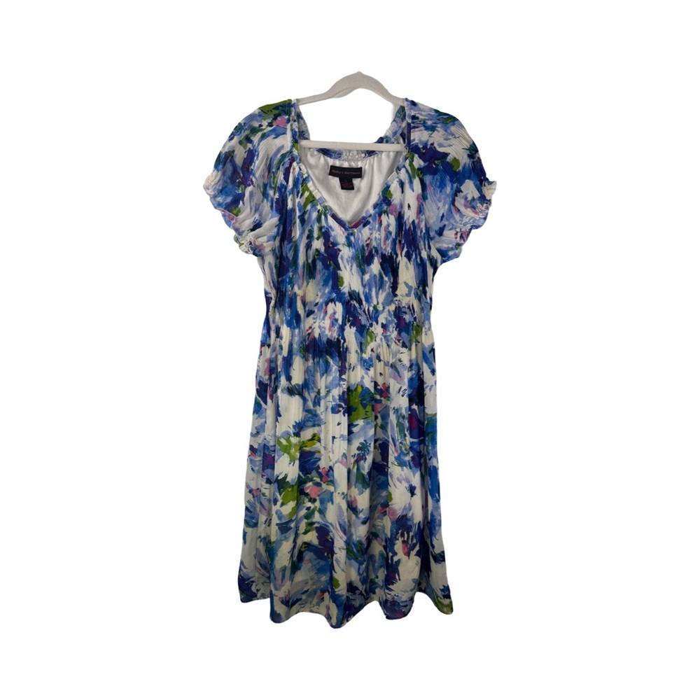 Hailey Matthew’s Women’s Short Sleeve Knee Length Dress Blue/White Floral Sz XL